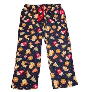 Old Navy Disney Christmas Pajama Pants Womens XL Mickey Gingerbread Flannel Navy